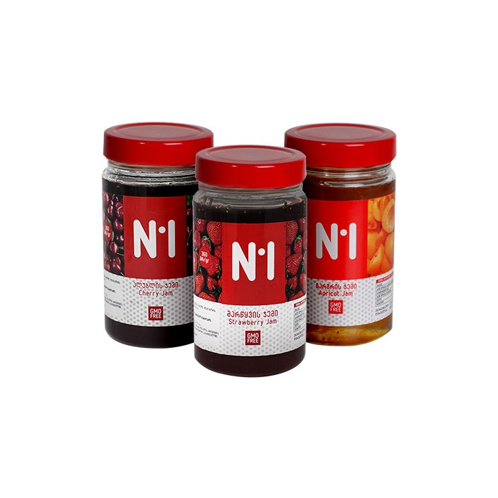 „N1“ ჯემი გარგრის/მარწყვის/ალუბლის 360 გ