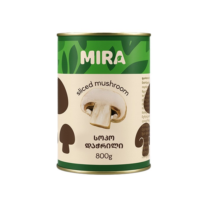 „მირა“ სოკოს კონსერვი, დაჭრილი 800 გ