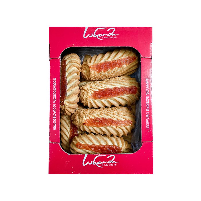 „სანდომი“ ორცხობილა „ტვისტი“ მარწყვის ჯემით 380 გ