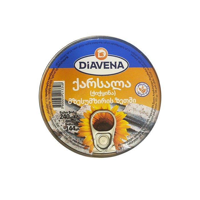 „დიავენა“ თევზის კონსერვი „შპროტი“ ზეთში 240 გ.