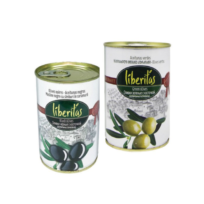 „ლიბერიტასი“ კონსერვი ზეთისხილის შავი/მწვანე უკურკო 425 გ