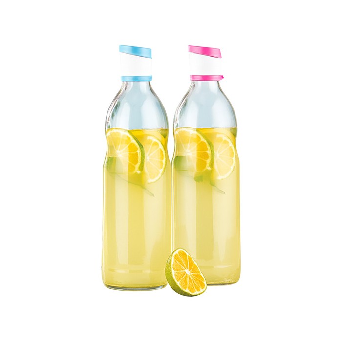 ბოთლი მინის პლასტმასის თავსახურით 1 ლ