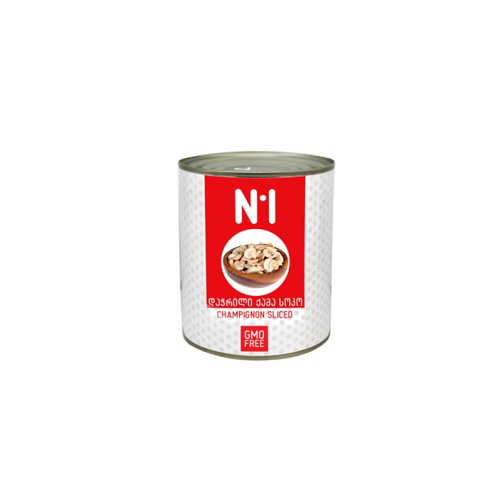 „N1“ ქამა სოკოს კონსერვი, დაჭრილი 800 გ