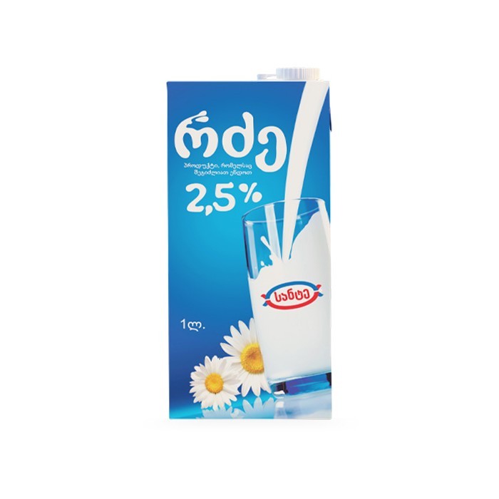 „სანტე“ რძე ულტრაპასტერიზებული 2.5% 1 ლ